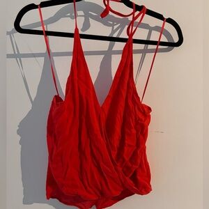 Cotton Candy LA deep v neck red top